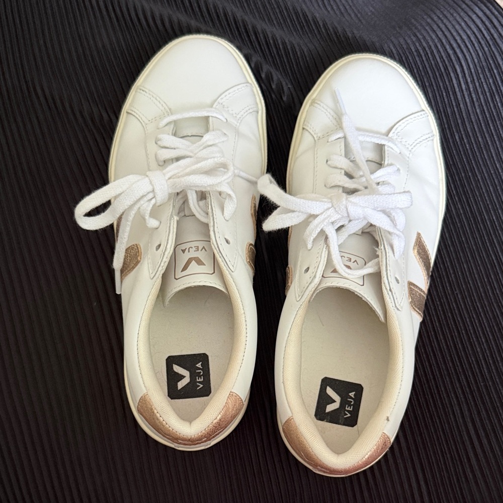 Veja Esplar Logo Leather Sneakers Extra White/ Platine 40 / 9 With Box - Picture 11 of 11